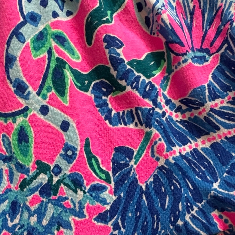 Lilly Pulitzer Jodee Dress Plumeria Pink Untamed with Hearts Pink and Blue - Picture 7 of 9